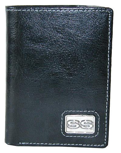 Chevrolet ss logo trifold black genuine leather wallet