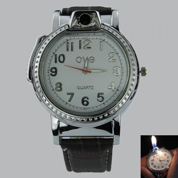 New rare watch style refillable butane cigarette lighter white