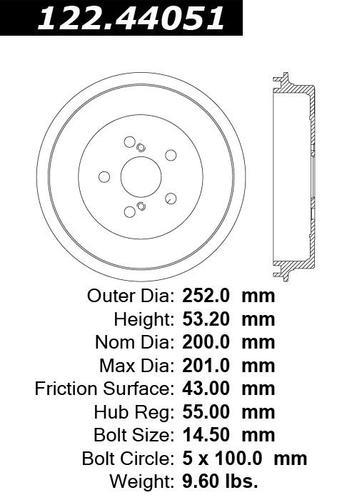 Centric 122.44051 rear brake drum-premium drum