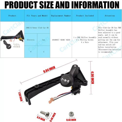 Club car f&amp;r shifter assembly kit for 1992-up ds gas golf cart oem #1016947 8248