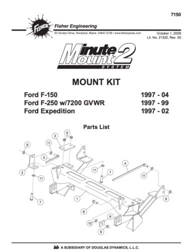 7150 fisher 1997-2004 ford f150 f250ld expedition minute mount plow