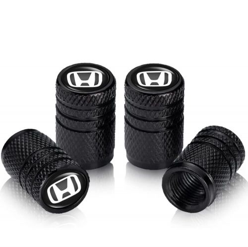 Honda black metal car auto wheel tire valve caps replacement (4 in pack)