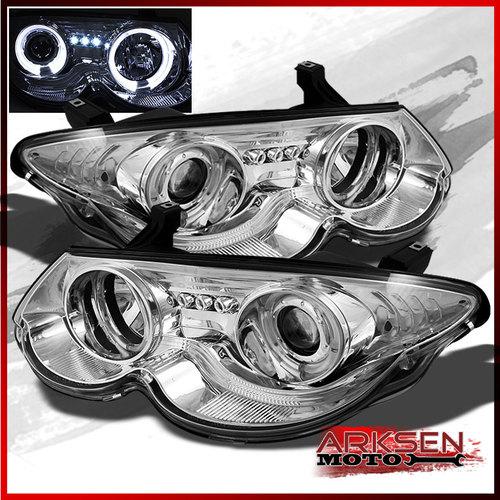 99-04 chrysler 300m dual halo projector headlights w/led front lamps lamps pair
