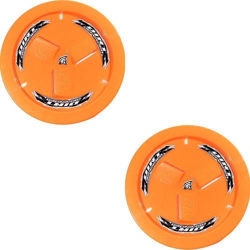 Dirt defender15 x 8 vented wheel covers mud covers neon orange 2 pack