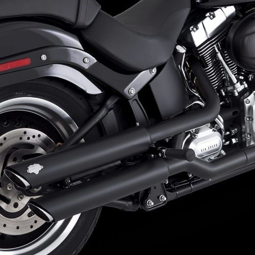 Vance fits &amp; hines hd softail 07-17 fatboy twin slash chrome slip-on exhaust