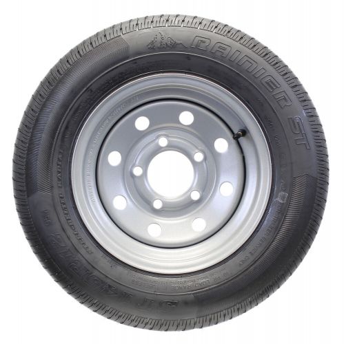 2-pk trailer tire rim st145/r12 145/r12 radial load e 5 lug silver modular wheel