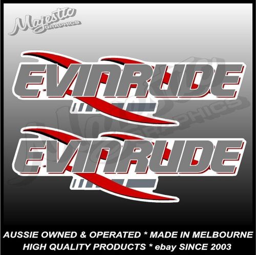 Evinrude- outboard decals - 430mm x 140mm x 2  - grey - outboard motor decals