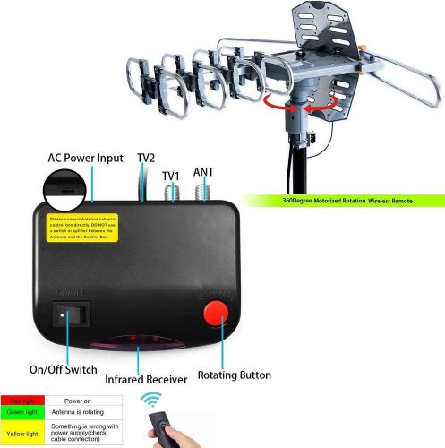 Pbd wa-2608 digital amplified outdoor hd tv antenna with mounting pole &amp; gray