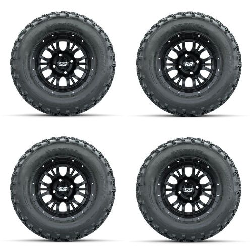 Golf cart gtw 12&#034; diesel matte black wheel | 23x10-12 rogue at tire | 4 set