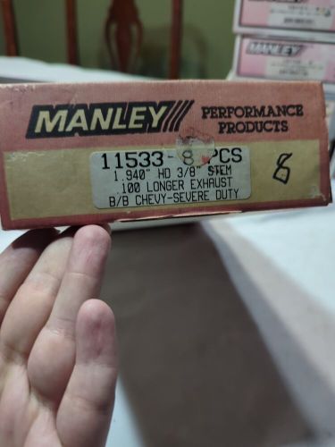 Manley 11533-8 1.940 hd 3/8 stem .100 long ex b/b chevy valves qty.8 severe duty