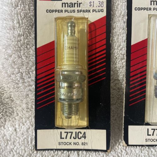 Lot of 2 nos champion l77jc4 copper plus marine spark plugs vintage nos