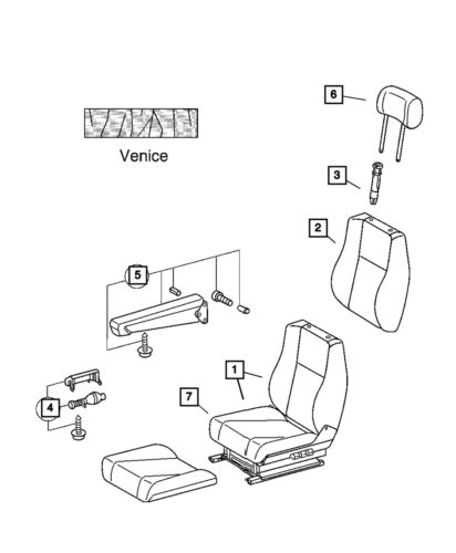 Genuine mopar front seat back right 5103777aa