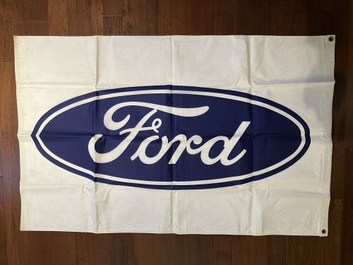 Ford flag banner 3x5 ft ford motor co white-rare ford factory banner 1990’s