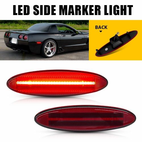 Lens red led lamp side marker light assembly for 1997-2004 chevrolet corvette c5