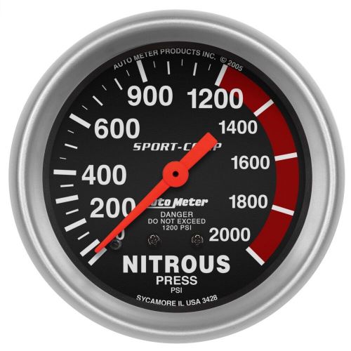 Autometer 3428 sport-comp mechanical nitrous pressure gauge