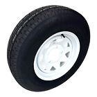 St205/75r15 radial trailer tire lrc 6 ply on 5 lug white spoke wheel 5x5.5&#034;