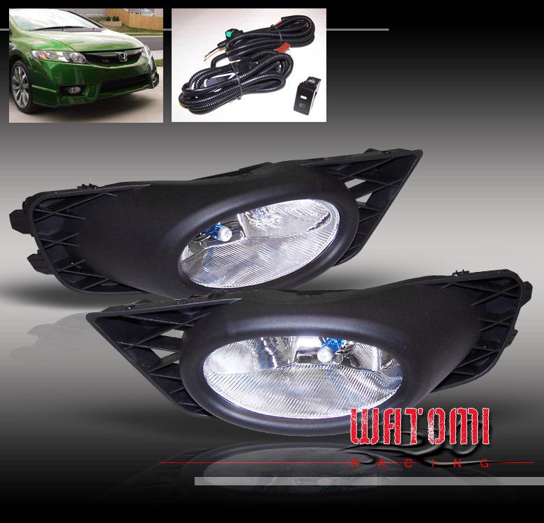 09-11 honda civic sedan 4dr jdm bumper clear fog light lamp w/switch+harness kit