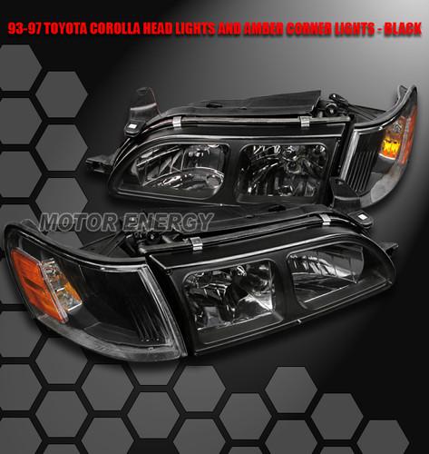 1993-1997 toyota corolla dx crystal black head light+amber corner 1994 1995 1996