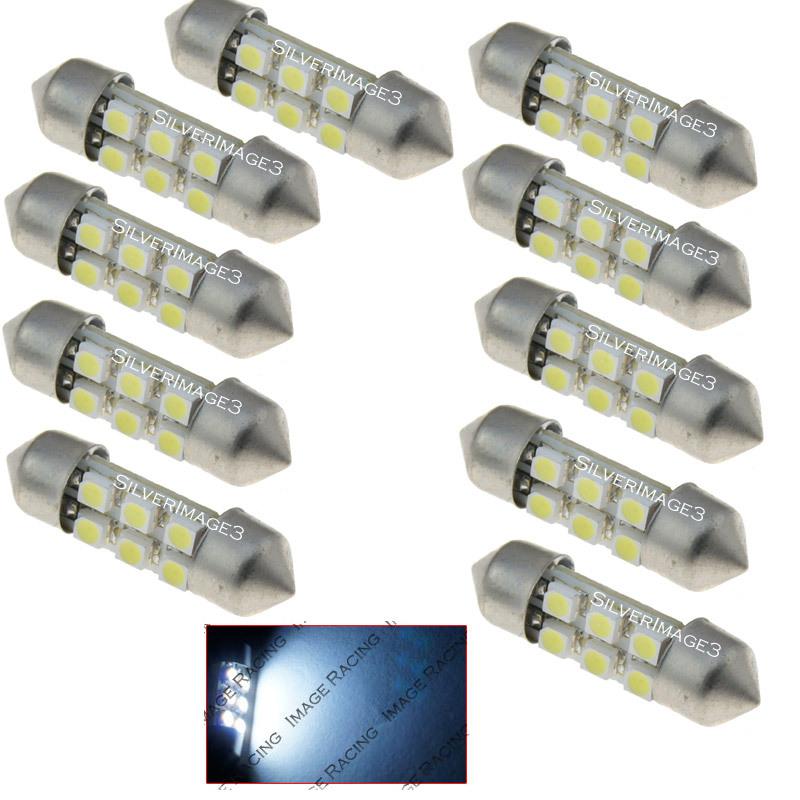 10x 6-smd led white 31mm festoon rear dome light bulbs 3022 3021 de3022 de3021