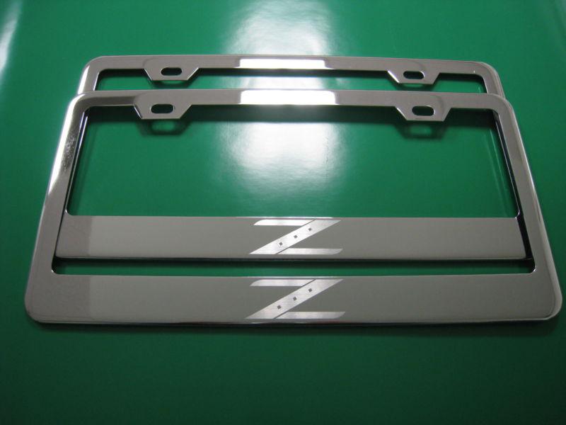 (2) brand new " z logo " nissan 350z 370z chrome metal license plate frame