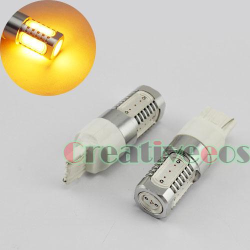 2x t20 7440 high power 7.5w led back up backup reverse light bulb lamp yellow