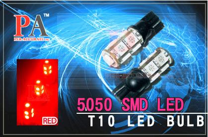 10x t10 194 auto car tail rear side marker light led bulbs 9 5050smd ultra red