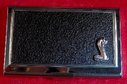 Cobra - stainless steel & leather business card case