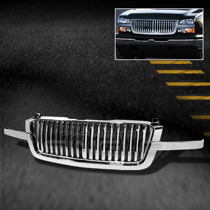 03-06 chevy silverado vertical style 3pcs chrome plated front hood grille grill