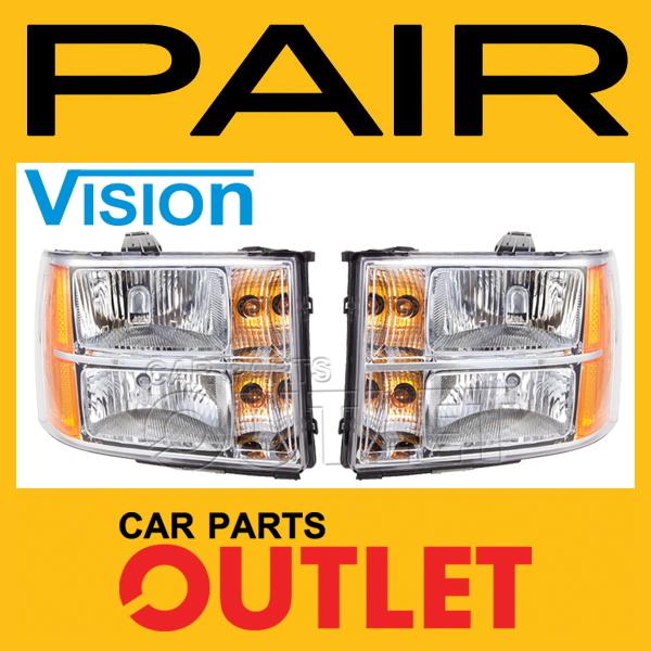 07-12 gmc sierra 1500 headlamps halogen head lights driver passenger left right