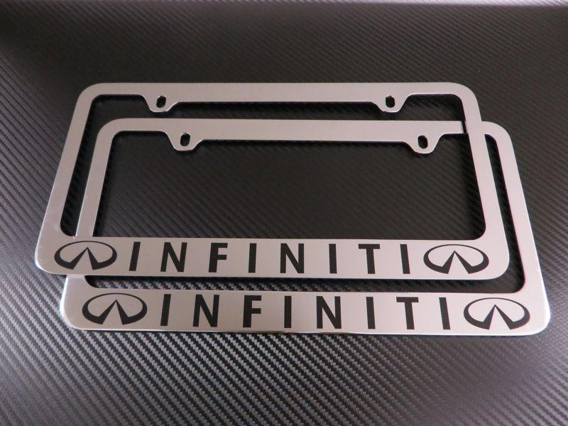 (2pcs) infiniti chrome metal license plate frame - front & rear