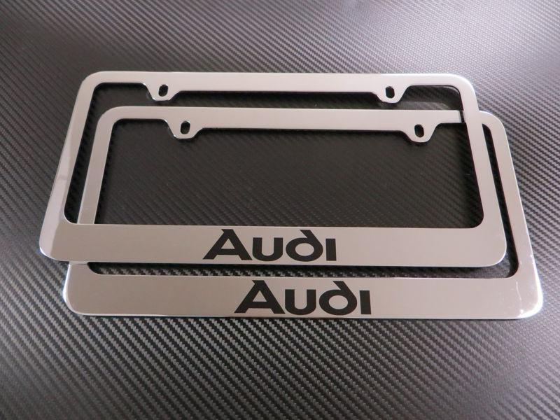 (2pcs) audi chrome metal license plate frame - front & rear