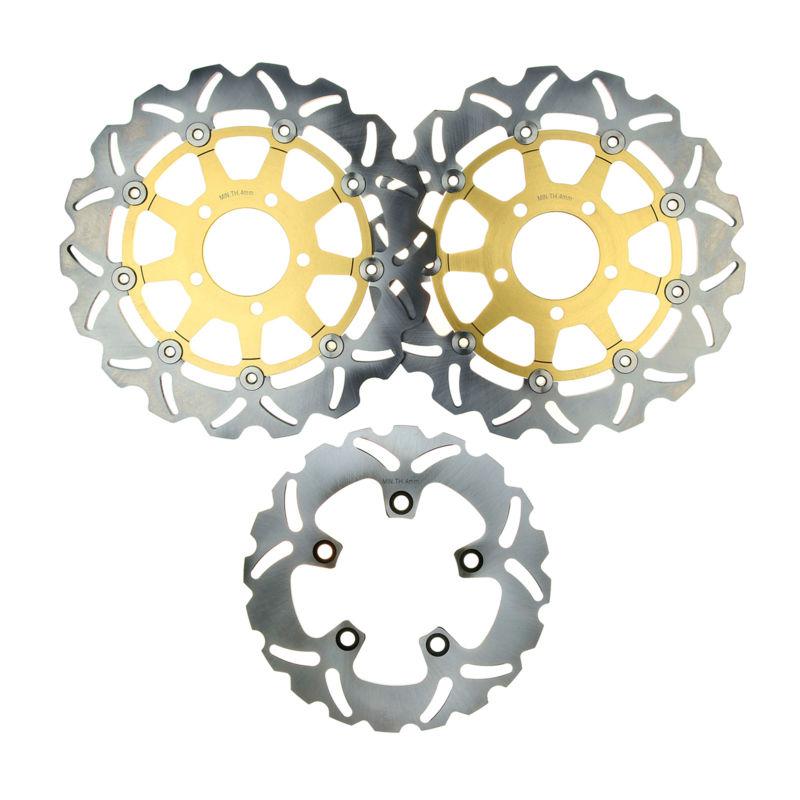 Set suzuki f+r brake rotor disc for gsxr 600 750 2004 2005 gsxr1000 2003 04 gold