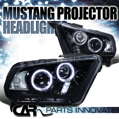 Glossy piano black ford 10-13 mustang tinted led projector headlights