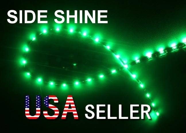 2x 60cm audi style 24" side glow 30-smd led light car truck flexible strip green