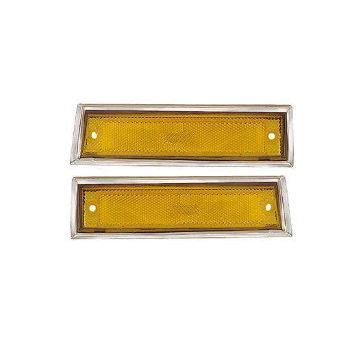 New pair set park signal marker light chrome trim sae dot chevy gmc pickup suv