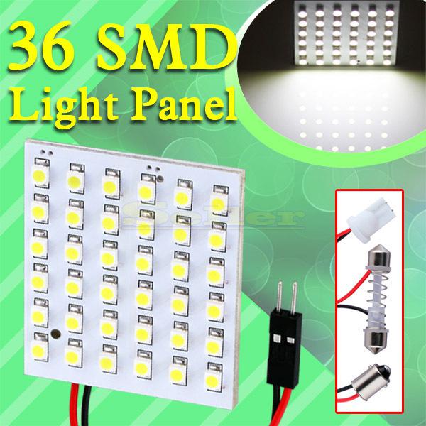 36 smd pure white light panel t10 ba9s festoon dome 36 led interior bulb lamp