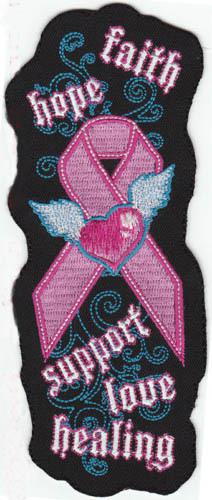 Breast cancer support hope faith motorcycle vest patch 