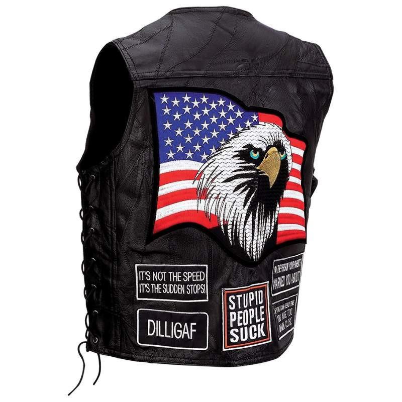 Leather motorcycle concealed carry weapon gun pistol vest jacket  m-3x sale
