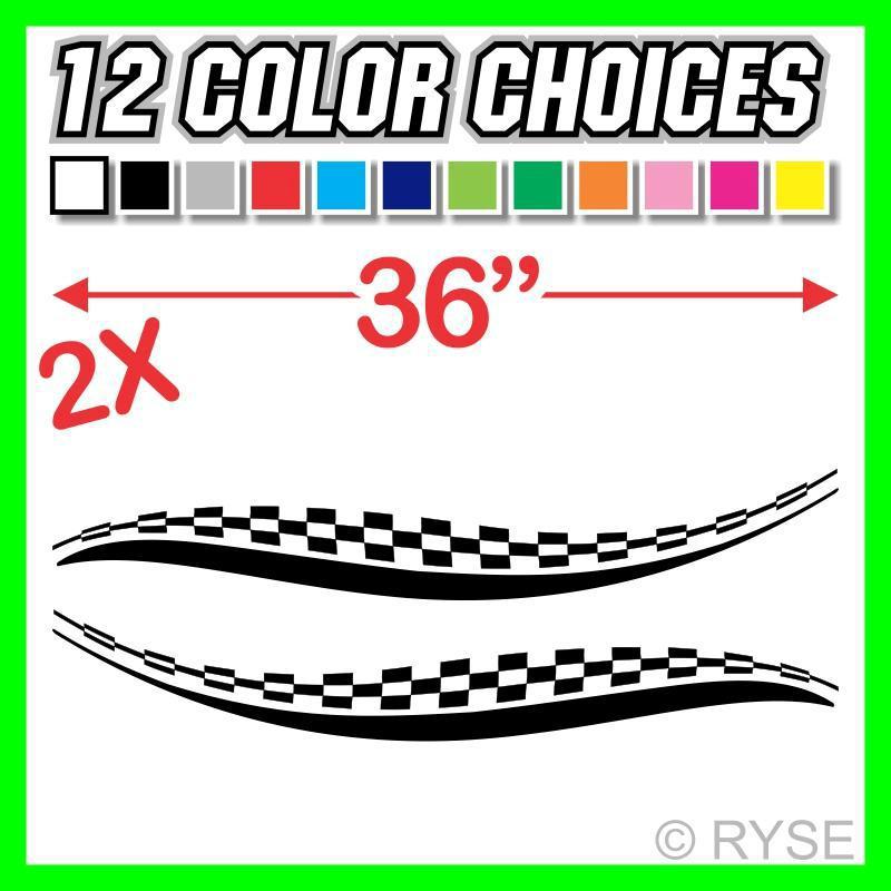 Checkered racing stripes decal trailer graphic mx atv motocross kart race car rv