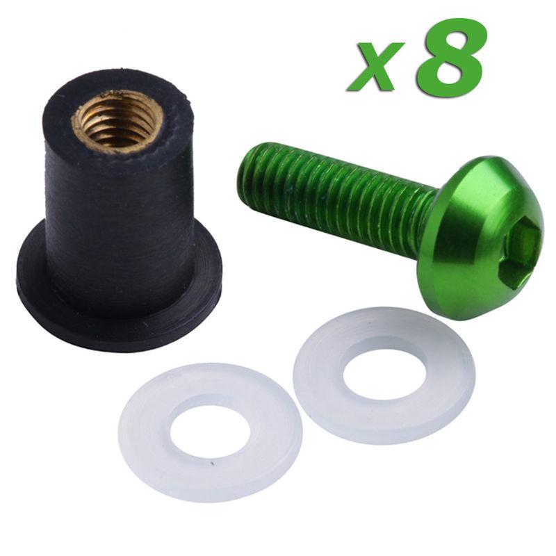 8pcs green windscreen screws bolts kit for bmw f650gs f800gs hp2 sport s1000rr