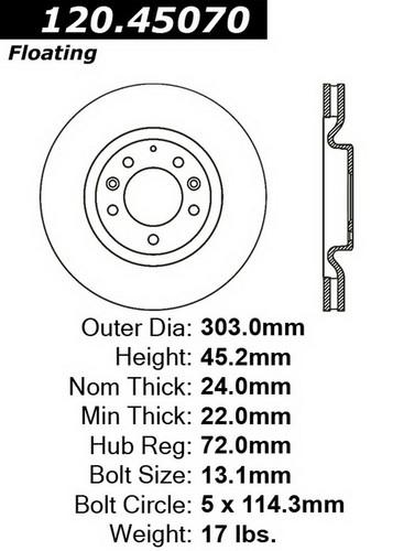 Centric-power slot 126.45070sl stoptech sport rotors 04-08 rx-8