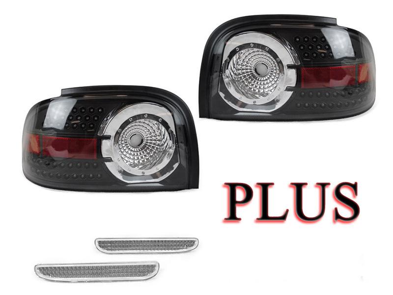 Depo 96-98 ford mustang black led tail + rear clear bumper light gt