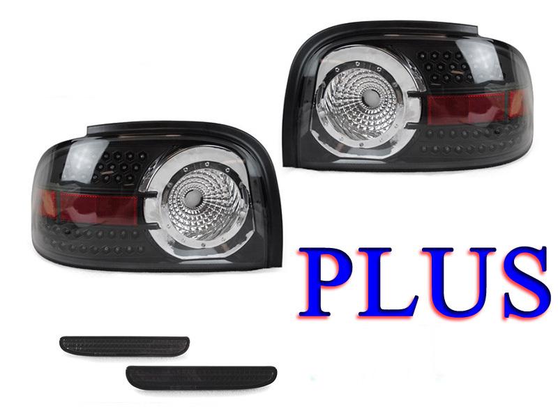 Depo 96-98 ford mustang black led tail + rear smoke bumper light gt