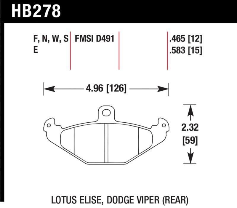 Hawk performance hb278f.583 disc brake pad 92-00 viper