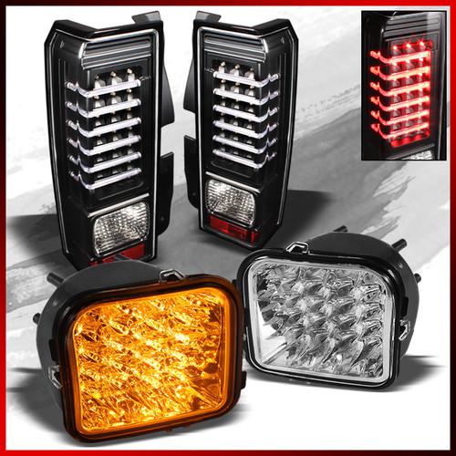 06-09 hummer h3 led black tail lights+ chrome led turn signal lights combo