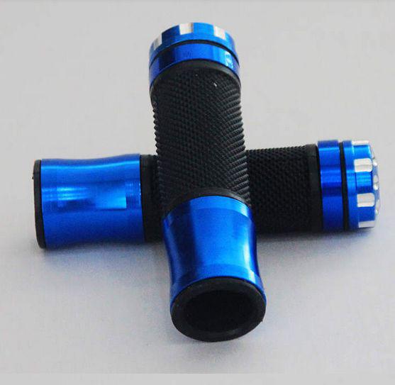 2 pcs blue aluminum rubber hand grips handlebar 7/8" for bmw yamaha motorcycle