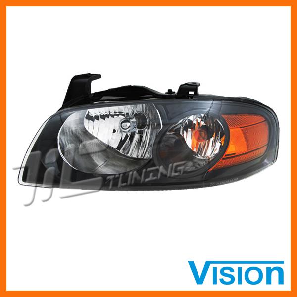 04-06 nissan sentra se-r spec v driver l/h side head light lamp w/black bezel