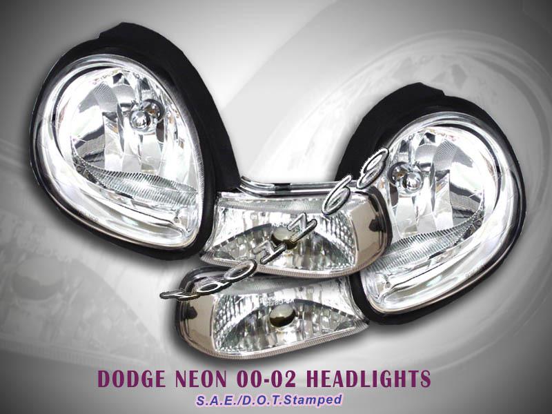 00-02 dodge neon headlights crystal clear+turn signal