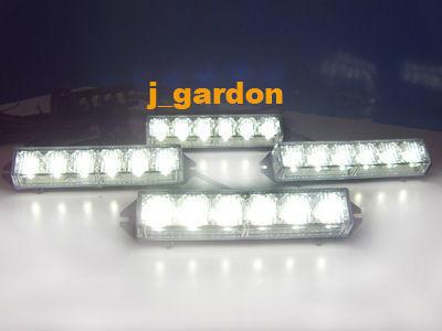 New 8 flash patterns 4 x 6 led (24led) emergency white strobe grill lightbar