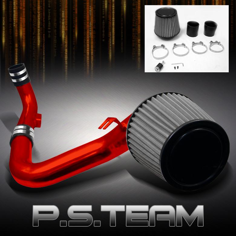 06-09 gti rabbit jetta 2.0 red cold air intake+stainless washable mesh filter